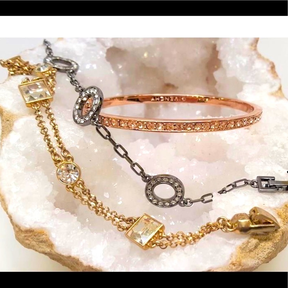 Givenchy Circle and Crystal dark metal bracelet